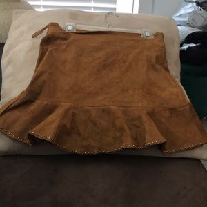 Tan suede stretchy skirt